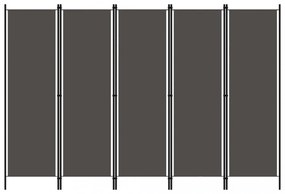 antracitszürke 5 paneles paraván 250 x 180 cm