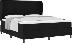 vidaXL Boxrugós ágy matracmal fejtámlával Fekete 180 x 200 cm szövet