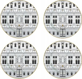 4x Tányér tányér 19 cm desszert motívum Versace olasz fehér szett