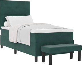 vidaXL Boxrugós ágy matracmal Sötétzöld 80 x 200 cm Bársony
