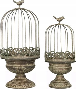 Virágágyás Fém Álló Ketrec Retro Loft 2 db Virágtartó Állvány Virágtartó