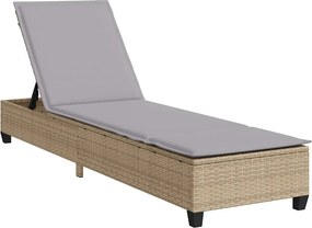 vidaXL bézs polyrattan napozóágy párnákkal 55x200x25,5 cm
