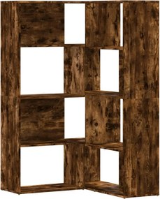 vidaXL 4 szintes füstös tölgy szerelt fa sarokkönyvespolc 85x85x140cm