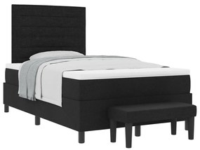 Boxspring Ágy Matraccal és Padlóval Fekete 120x200 cm Szövet