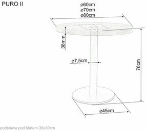 Fekete étkezőasztal tölgy asztallappal PURO II fi 80