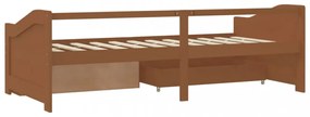 mézbarna 3 személyes tömör fenyőfa kanapéágy fiókokkal 90x200cm