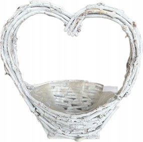 Fonott kaspó Szív fehér fonott szív 33 cm