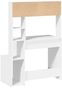 íróasztal polcokkal Fehér 100x45x140 cm Műanyag fa