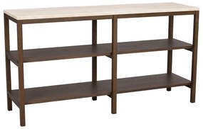 Barna-bézs konzolasztal kő asztallappal 140x40 cm Orwel - Rowico