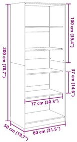 antik fa színű szerelt fa ruhásszekrény 80 x 50 x 200 cm