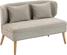 HOMCOM 2 személyes kanapé – kompakt szárnyas háttámlás chenille kanapé, vastagon párnázott ülés, gumifa lábak, bézs | Aosom