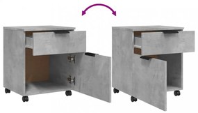 betonszürke szerelt fa mobil iratszekrény kerekekkel 45x38x45cm