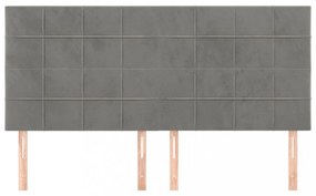 4 db világosszürke bársony fejtámla 100x5x78/88 cm
