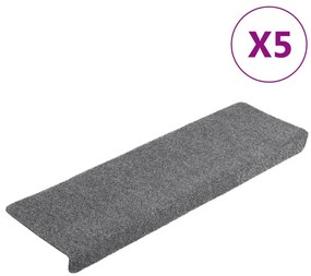 5 db tűlyukasztott világosszürke lépcsőszőnyeg 65x21x4 cm