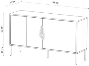 Merlin komód fekete ezüst 138cm
