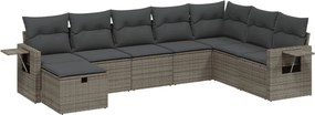 vidaXL 8 részes szürke polyrattan kerti ülőgarnitúra párnákkal