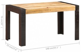 vidaXL tömör nyers mangófa étkezőasztal 140 x 70 x 76 cm