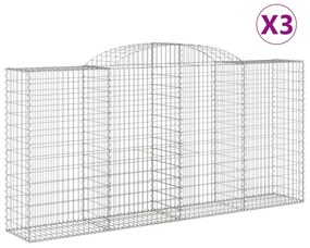 3 db íves horganyzott vas gabion kosár 300x50x140/160 cm