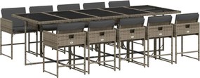 vidaXL 11 részes szürke polyrattan kerti ülőgarnitúra párnákkal