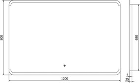 Mexen Nida LED megvilágítású fürdőszobai tükör, 120 x 80 cm, 6000K, páramentes - 9806-120-080-611-00