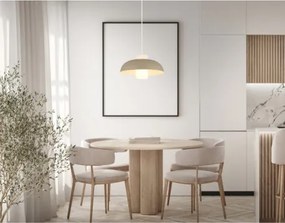 Globo 15755SA Függesztett lámpa, matt homokszínű fém, fehér üveg, fehér textil kábel, magasság rövidíthető, ø: 380mm, M: 1200mm, belső hengeres búra méretei: ø: 11cm, M: 20cm, 1x E27 60W 230V izzó nélkül