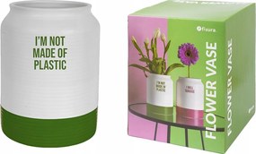 Zöld dekoratĂv vĂĄza 'I'm not made of plastic' felirattal 14,9cm