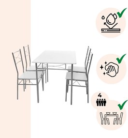 PAUL étkezőgarnitúra, 5 részes, bársony fehér Jurhan