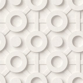 Tapéta A Nappaliba Geometrikus Körök 3D Hatás Szürke-bézs Tapéta