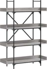 vidaXL 4-szintes szürke sonoma szerelt fa könyvespolc 100x33x145,5 cm