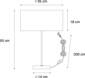 Asztali lámpa sárgaréz ovális bársony lámpabúrával, zöld, 35 cm - Simplo