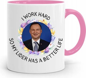 Andrzej Duda Pis Rózsaszín Elnöki Bögre fényképes nyomattal