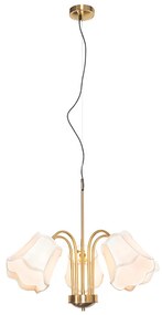 Klasszikus függő lámpa sárgaréz fehér lámpaernyővel 5 lámpás - Nona