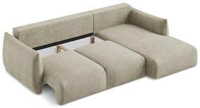 Bézs zsenília kinyitható sarokkanapé (jobb oldali-heverő résszel) Leila – Makamii