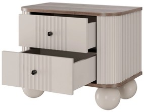 Vesper éjjeliszekrény készlet 56 cm - kasmír / diófa / fekete fogantyúk / gömb alakú lábak
