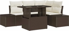 vidaXL Kerti Kanapé Szett párnával tárolóval 5 pcs Barna polirattan