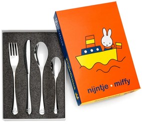 Ezüstszínű rozsdamentes acél gyerek evőeszköz 4 db-os Miffy – Zilverstad