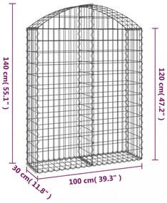 íves horganyzott vas gabion kosár 100x30x120/140 cm