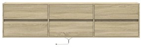 sonoma tölgy színű falra TV-szekrény LED-del 180 x 31 x 45 cm