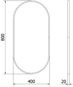 Mexen Loft, ovális fürdőszobai tükör 80 x 40 cm, keret színe fekete matt, 9851-080-040-000-70