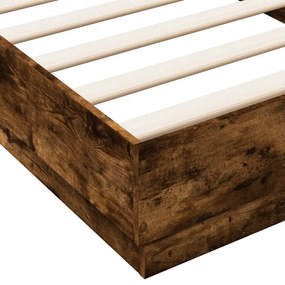 füstös tölgy színű ágykeret LED-világítással 100x200 cm