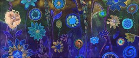Sötétkék virágok képe (120x50 cm)