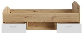 Egyszemélyes tárolós ágy URO 90x200 cm artisan tölgy/fehér