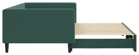 sötétzöld kihúzható bársonyheverő 100 x 200 cm
