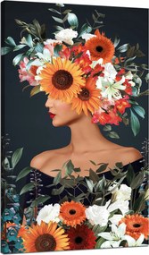 Vászonkép Nő Virágok Művészet Természet 70x120 cm Ideális ajándék