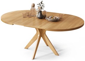Mazzoni RENZO Természetes Tölgy - KEREK FA ASZTAL Ø110 180 cm-re BŐVÍTHETŐ | A KONYHÁBA ÉTKEZŐBE NAPPALIBA RETRO