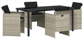 vidaXL Kert étkező szett 5 pcs Világosszürke polirattan