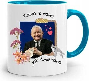 Kék Vicces Bögre Jaroslaw Kaczynski fényképes nyomattal