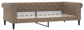 cappuccino színű kihúzható műbőr heverő 90 x 200 cm
