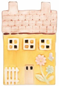 Kerámia házikó LED-del, 11 x 7 x 16 cm, tavasz, sárga