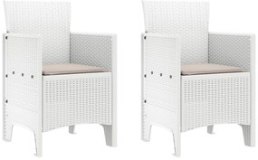 vidaXL Kerti Szék párnával 2 pcs Fehér 53 x 49 x 85 cm Polipropilén